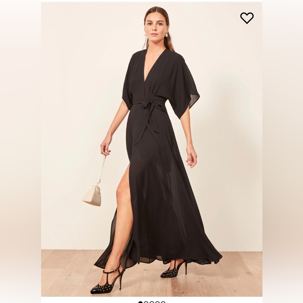 Reformation Winslow Dress in Black - XSP (extra small petite)